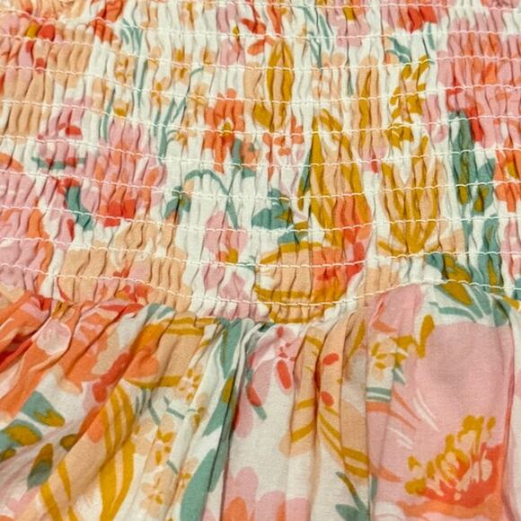 Haute Hippie  Floral Ruffle Dress 4T Smocked Flutter Straps Cottagecore Spring - Picture 3 of 6